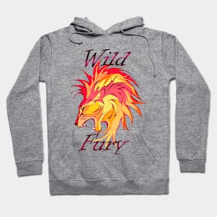 Lion Wild Fury, filled, red orange, darker Hoodie